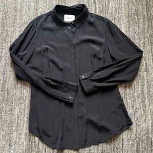 Thomas Pink 100% Silk Black Button Down Shirt, Size 12